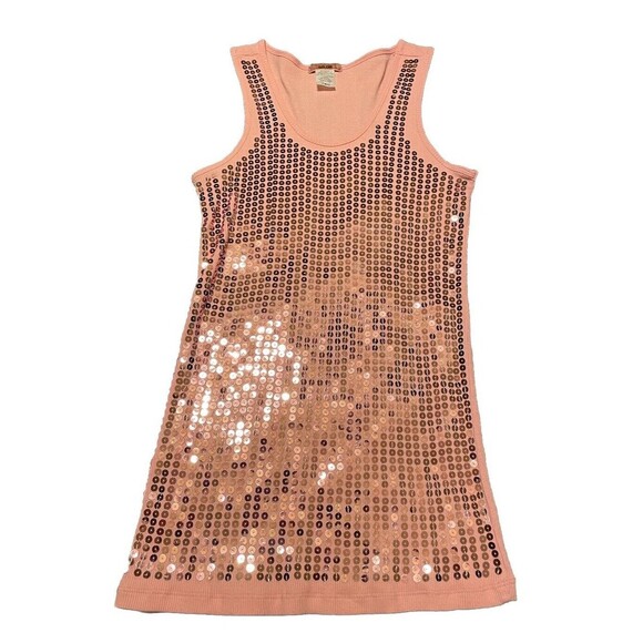 Pale Pink Stretch Fit Ribbed Long Tank Top With SEQUINS Women’s Size Large - Picture 1 of 6